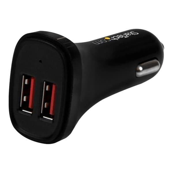 USB-autonchargeri - StarTech.com - 2-porttia - 24 W - Musta - Smart IC Sort