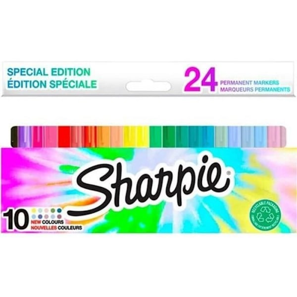 Pysyvä tussi - SHARPIE - FINE - Luodin kärki - Valikoima värit - 24 merkkiä Blandade färger