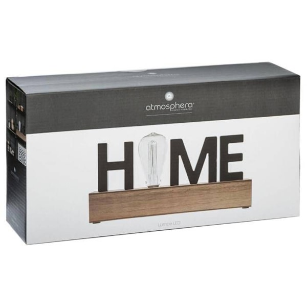 Fantasilampe - ATMOSPHERA - LED Dekorationsord Hjem - Sort - Rektangulær - Moderne design svart + trä