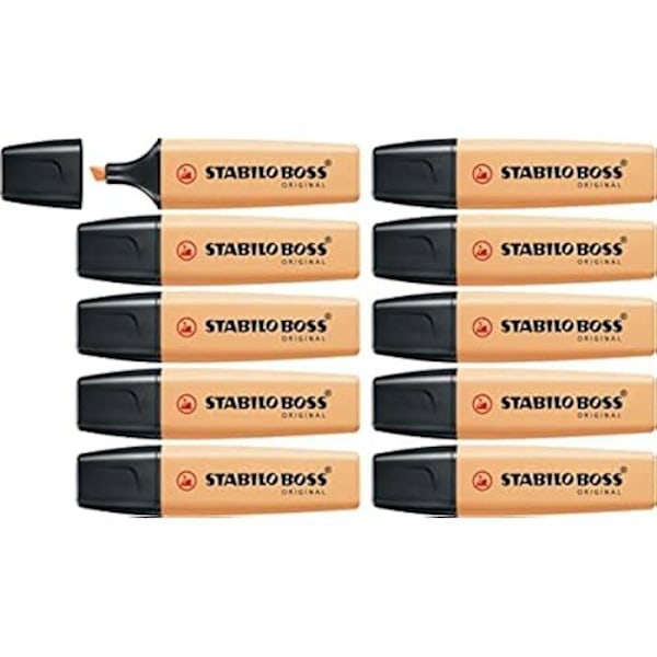 STABILO BOSS ORIGINAL Pastel Highlighter - Set x 10 highlighters - aprikoosi sorbetti Pastell