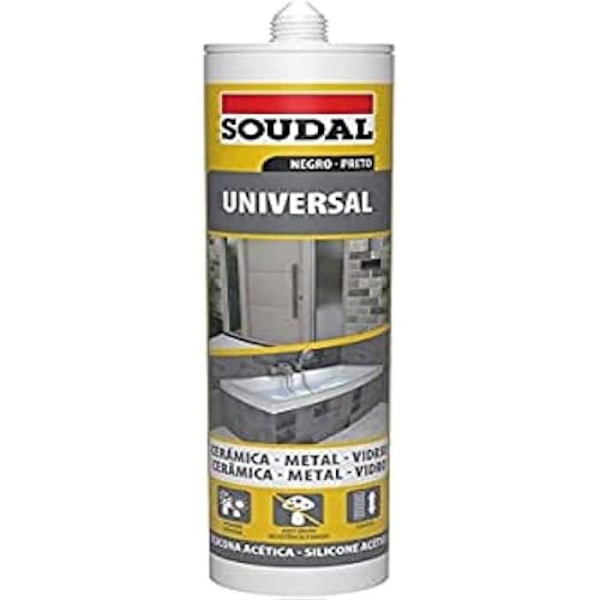 Siliconfog - SOUDAL - Universell - Svart - 280 ml - Elastisk för in- och utomhusfogningar Svart