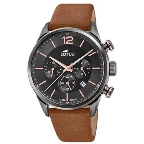 Ur - LOTUS - 18687 - Chrono - Stål - Brun Læder - Vandmodstand 10 ATM Brun, Stål