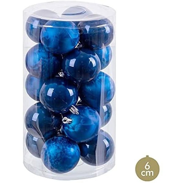 Setti 20 kpl Sinisiä muovisia joulukoristeita Ø 6 cm - LOLAHOME - Koristeesineitä - Juhlakoristeita blå