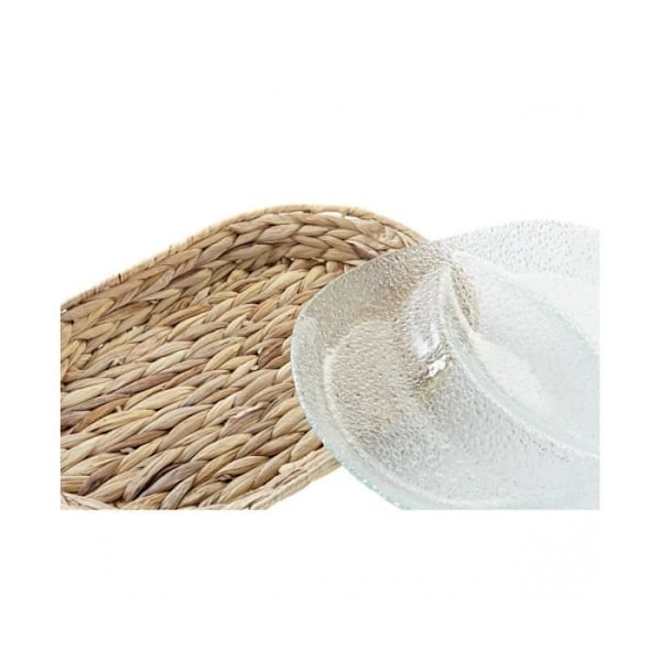 Serveringsfat - DKD Home Decor - Transparent Naturglas - 38 x 25 x 4 cm - Rektangulär - Vuxen Transparent
