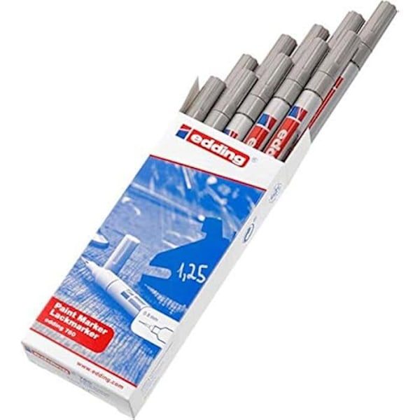 edding 780 maalitussi - Hopea - 10 kynää - 8mm pyöreä kärki - Metalliin, lasiin Pengar