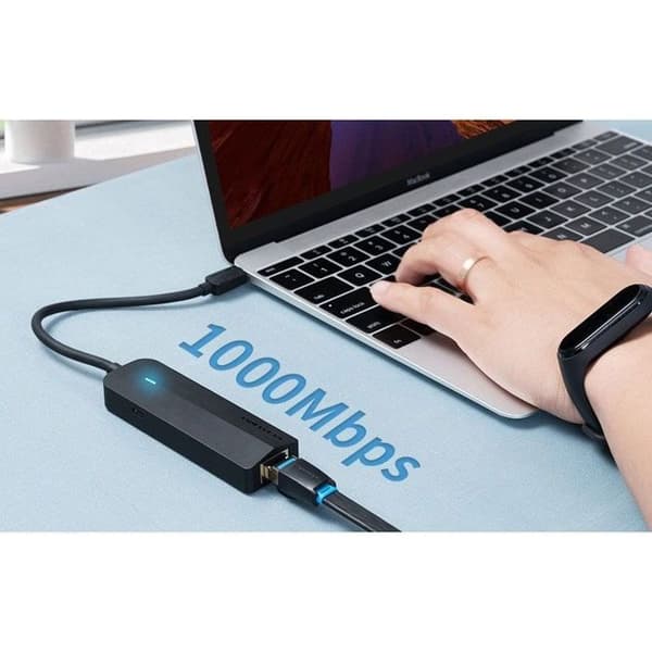 Vention 5-i-1 USB-C til 3x USB 3.0 / RJ45 Gigabit Ethernet Adapter / Micro-B HUB 0.15M Sort ABS Typ