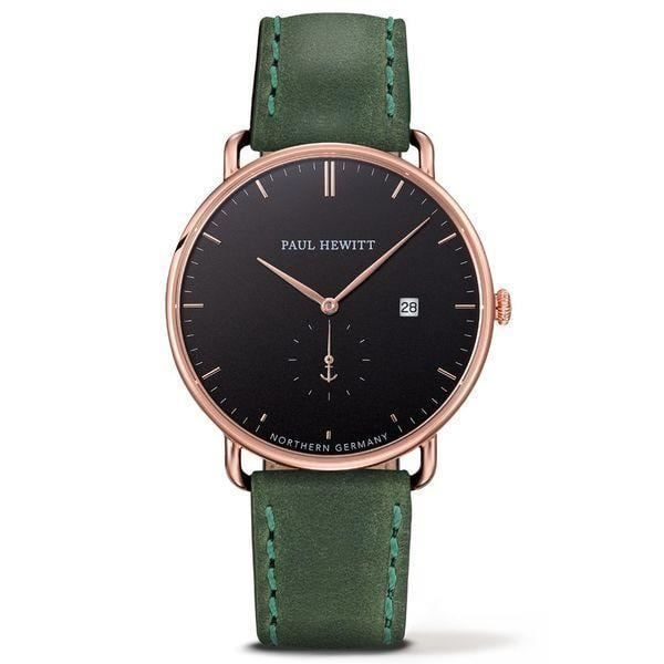 Herreur - Paul Hewitt - Ø 42 mm - Grøn Læder - Safirglas - Vandtæthed 5 ATM Grön