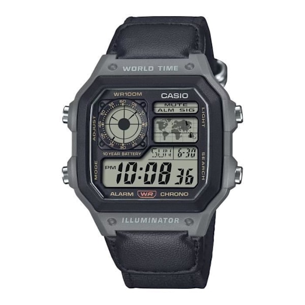Ur - CASIO - AE-1200WHUB-8AVEF - Nylon Sort - Vandafvisende 10 bar - Digital Svart