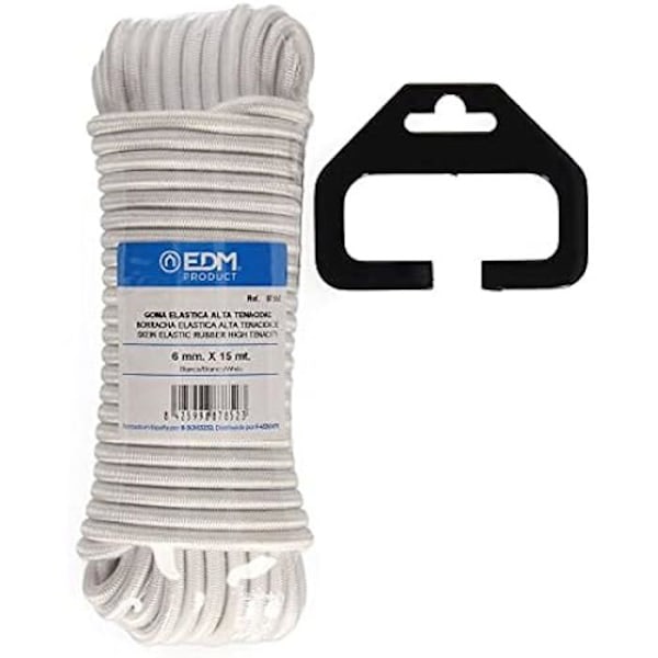 Elastiskt gummi - EDM - 15 m - High Tension - Kaliber 6 mm - Vit Vit