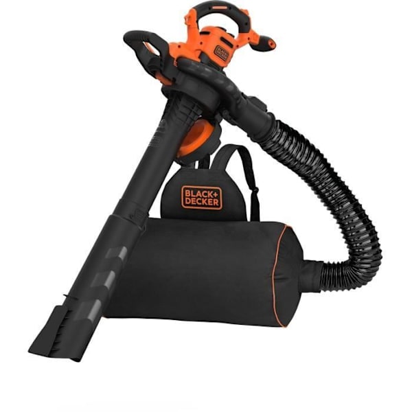BLACK+DECKER Ledningsbaseret støvsuger, blæser og nedbryder - BEBLV300-QS - 3000 W - 72L pose - Bi-rørsystem Orange, Svart