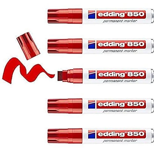 Permanent markör - EDDING - 850 - Röd - Mejselspets 5-15 mm - För stora markeringar Röd