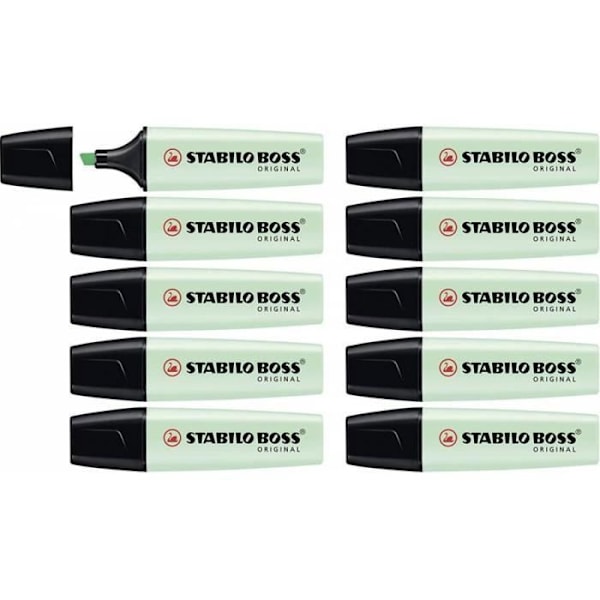 Surligneur - STABILO - BOSS ORIGINAL - 10 kappaleen pakkaus - Pastelli Vesiminttu - Viistopäinen kärki Pastel Mint Vand