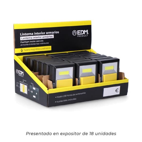 Ficklampa - GREENICE - E3-36440 - 2 LED 200 Lumen - Magnetisk bas - Lim - 4XAAa (batterier ingår) Vit
