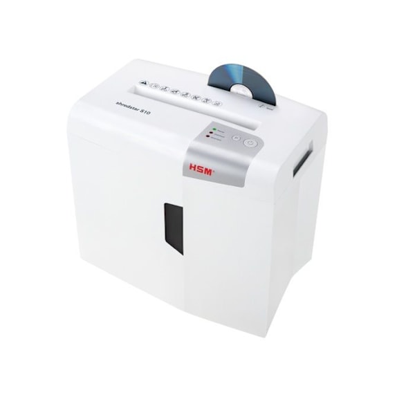Dokumentförstörare - HSM - Shredstar S10 - Skär i 6 mm remsor - Kapacitet 10 ark - 18 L behållare Vit
