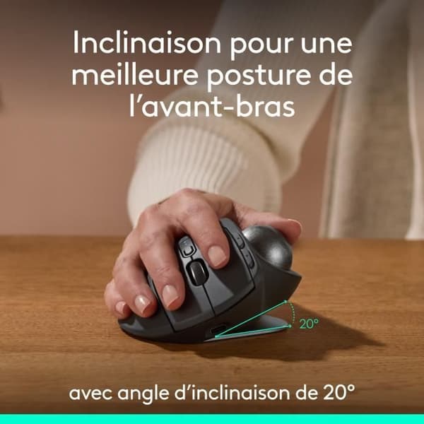 Ergonomisk mus - trådløs - Logitech - MX ERGO S - Grafit