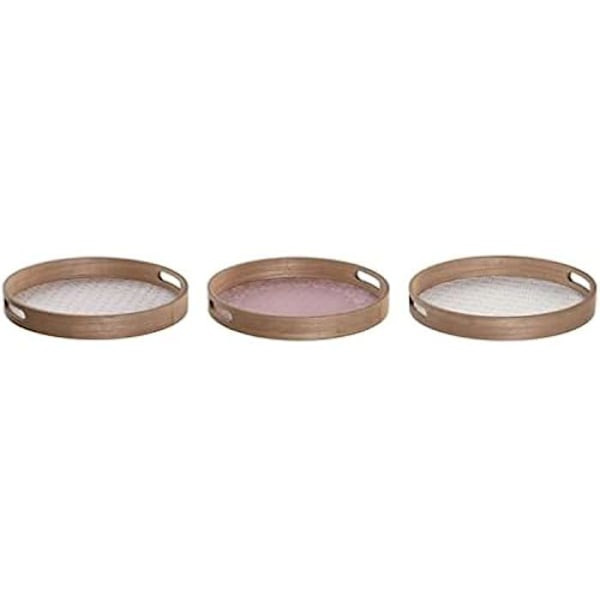Snackbricka - DKD HEMINNREDNING - Set om 3 - MDF trä - Färg Vit - Mått 35x35 cm Rosa, Vit.