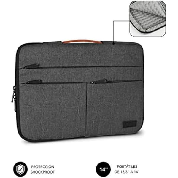 Bærepose til bærbar computer - SUBBLIM - Air Padding 360 Sleeve - 15,6 tommer - Mørkegrå - Oxford Polyester Mørkegrå