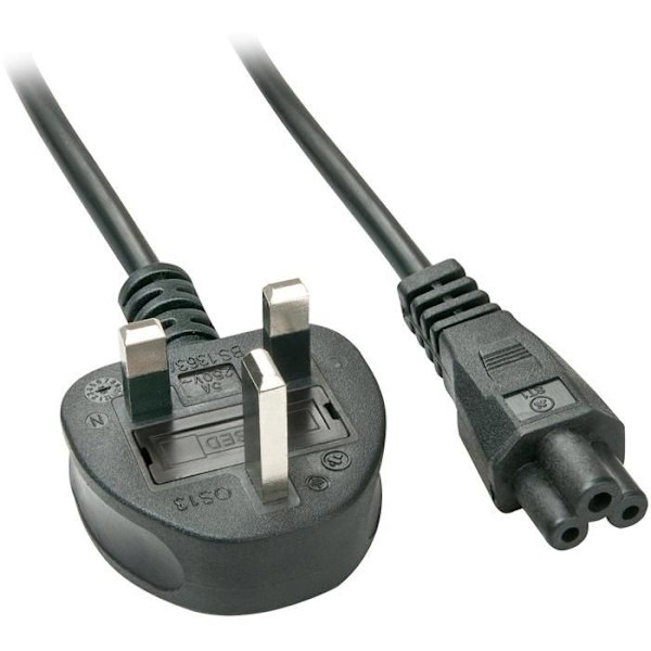 IEC 60320 C5 strømkabel - LINDY - 2m - Sort - Storbritannien
