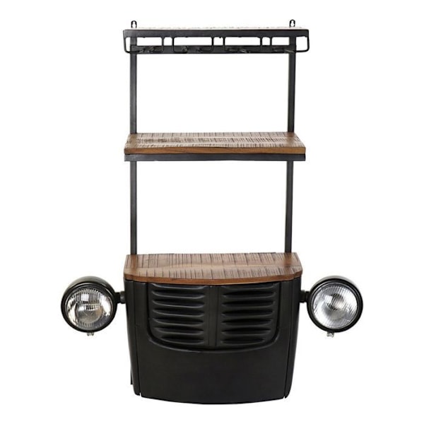 Vintage bilflaskeopbevaring i akacietræ og jern DKD Home Decor mörkgrå