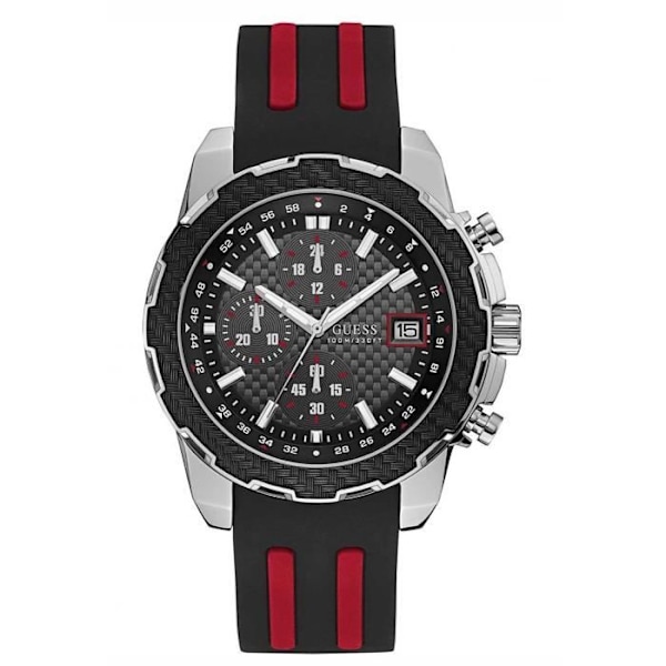 Ur - Guess - W1047G1 - Sort silikone - Vandtæt 10 bar - 47 mm Svart