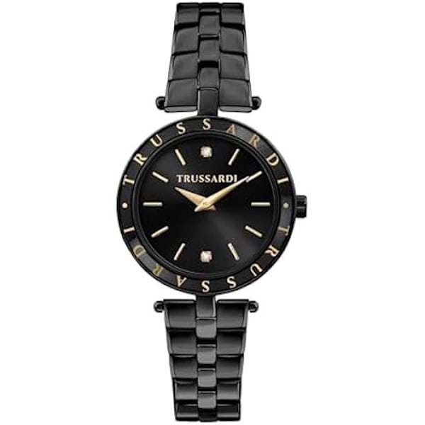 Damur - TRUSSARDI - T-Shiny - 34 mm - Svart Stål - Analog Quartz Svart