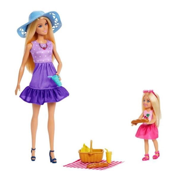 Barbie-perhe ja ystävät - Barbie piknik - lahjasetti 2 nukkea - 3 vuotta+ - JBF43