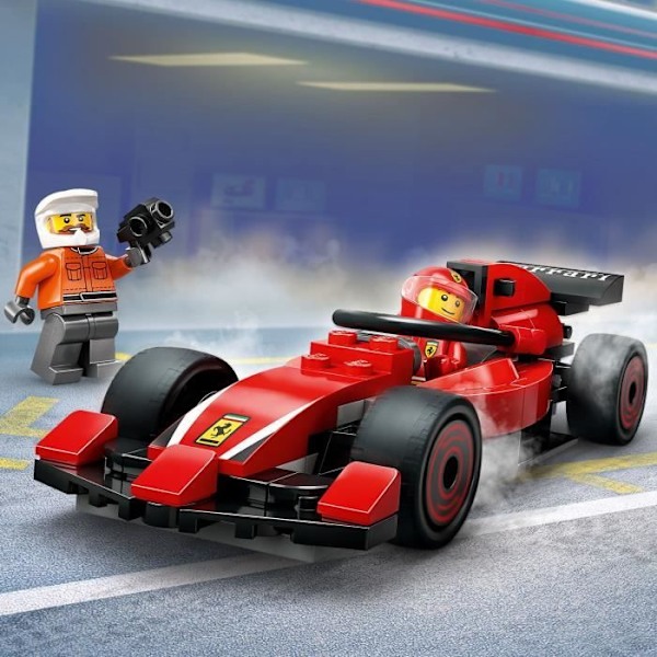 LEGO City 60443 F1 Pit Stop med Ferrari-bil - Leksak för pojkar från 6 år och uppåt röd svart
