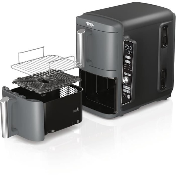 NINJA luftfritösk - Double Stack XL SL400EU - Kapacitet 9,5L - 6 matlagningsprogram - 2470W Grå