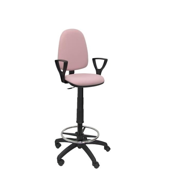 Ergonomisk skammel med højdejusterbar permanent kontaktmekanisme og fodstøttering i lyserødt BALI stof