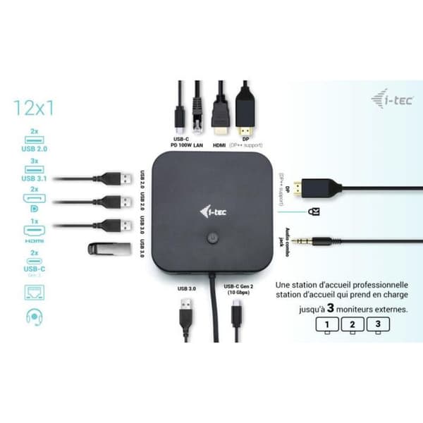 USB Hub - I-TEC - C31TRI4KDPDPRO100 - Musta - 10 Gbit/s - Yhteensopiva Windowsin kanssa