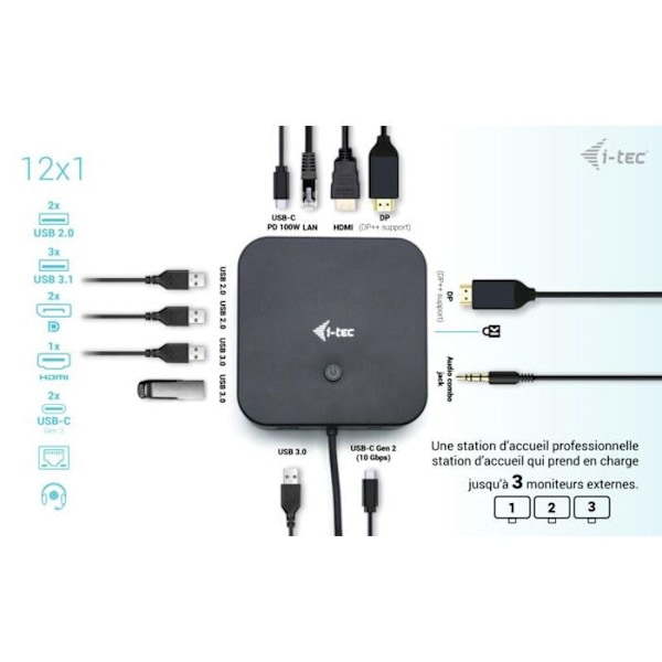 USB Hub - I-TEC - C31TRI4KDPDPRO100 - Sort - 10 Gbit/s - Kompatibel med Windows
