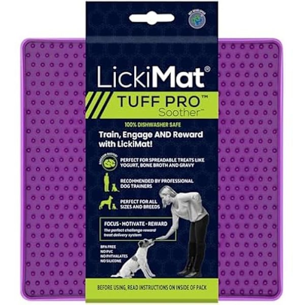 Slickmatta - LICKIMAT - PRO Tuff - Tuggsäker - Halkfri - För medelstora hundar lila