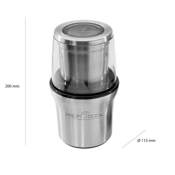 Kahvimylly - ProfiCook - KSM1021 - 200 W - Hopea - Sähkösirkkeli Silver