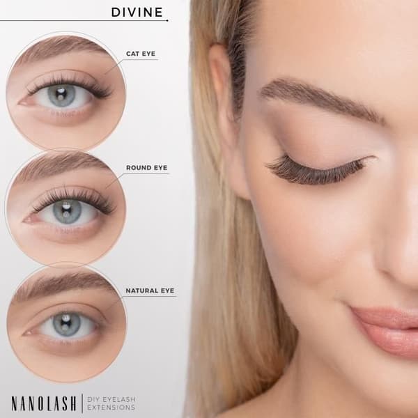 Falske vipper - Nanolash - DIVINE - 36 klumper - Sort - Til selvpåføring Sort