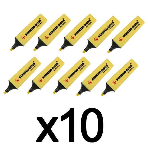 10 highlighters - STABILO BOSS ORIGINAL - Pastell - Kräm av gult Pastell - Kräm av gult