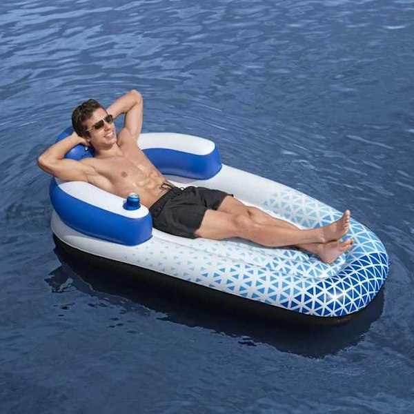 Bestway Flytande Solstol Hydro Force Uppblåsbar Float Vattenboj Simbassäng Uppblåsbar Seat Beach Simning 93322 Vit