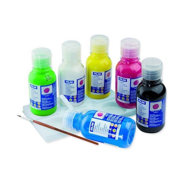 Milan gouachefärg - 3406 - Kartong med 6 flaskor gouache à 125 ml olika färger