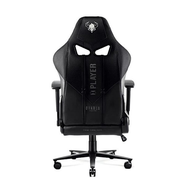 Diablo X-Player 2.0 Gaming Stol med 3D Armlæn, Skaï Stof, Lændepude (Sort-Sort, L) Svart-Svart