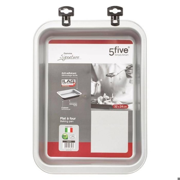 Rektangulär form - FIVE - 32x24cm - Metall - Diskmaskinssäker - Traditionell ugn Svart