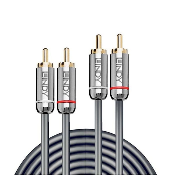 Audio-kaapeli 2x RCA - Cromo Line - 1m - LINDY - 24 karaatin kullattuja liittimiä - Taipuisa kaapeli