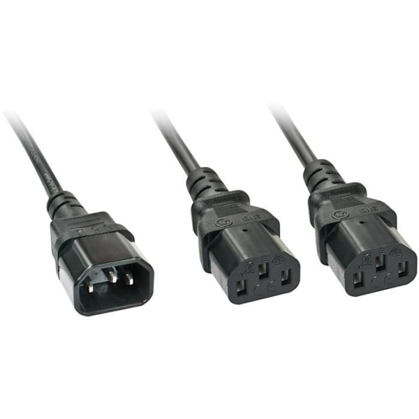 Lindy Power Distributor IEC 60320 C14 til IEC 60320 C13 2m støbt sort