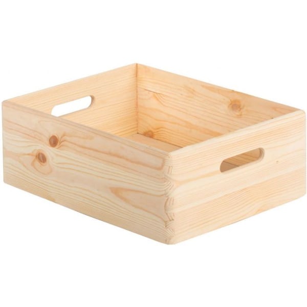 Opbevaringsboks i træ 40 x 30 x 14 cm Beige