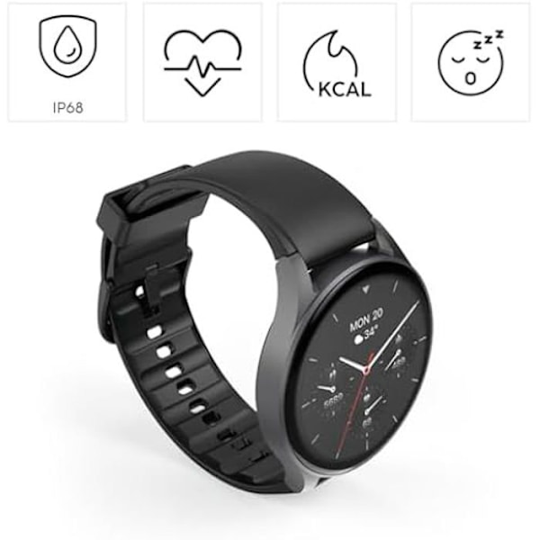 Hama Smartwatch 8900 med GPS, IP68 vandtæt, Telefonfunktion (AMOLED touchskærm, Stemmestyring, Sportstilstande, Sporing