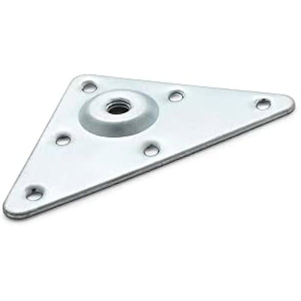 Fastgørelsesplader - MOD.484 - Forniklet stål - Sæt med 4 - Mål 92x7x92 mm - Til M8 fod Nikkel-zink