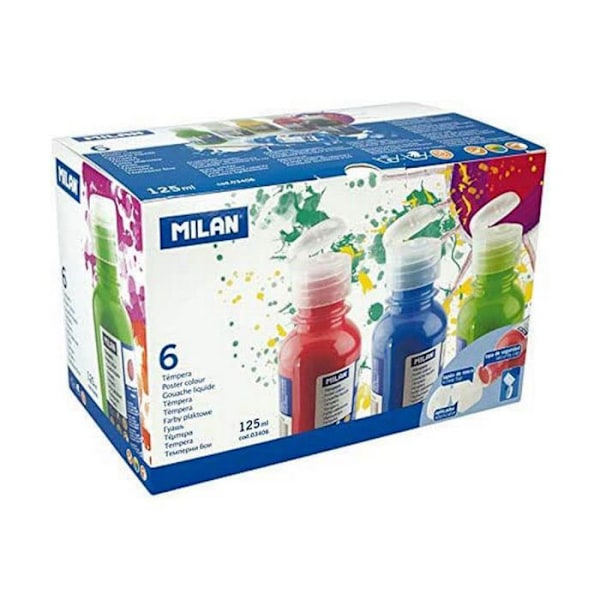 Milano gouache maling - 3406 - Æske med 6 flasker gouache á 125 ml assorterede farver