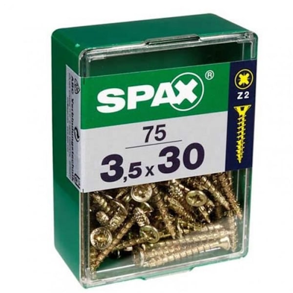 Vis - SPAX - 75 vis - Stål - Tæpped hoved - Diam. 3.5 mm x L. 30 mm