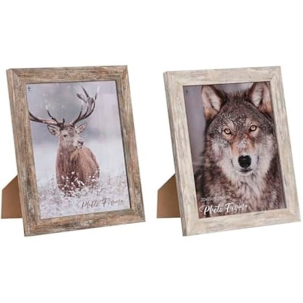 Fotorahmen - HOME ESPRIT - Skandinavisk - Hvid - Glas - Polystyren - 24,6 x 29,6 cm (2 enheder) mångfärgad
