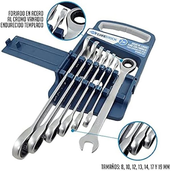 Nyckelsats - FERRESTOCK - FSKLLG007 - Kromvanadin - Satinfinish - 72 tänders spärr
