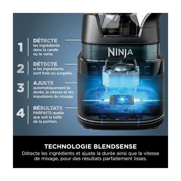 Ninja Detect Power Blender Pro 1200 W Blender - 2-in-1 - 2L - 15 tilaa - 10 nopeutta - Musta Svart