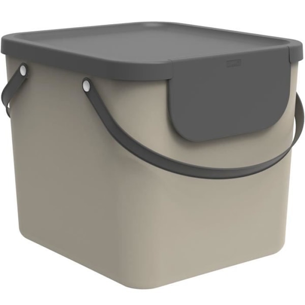 Rotho Albula Affaldssorteringssystem 40l til køkkenet, Plast (PP) uden BPA, cappuccino/antracit, 40l (39,8 x 35,8) Cappuccino